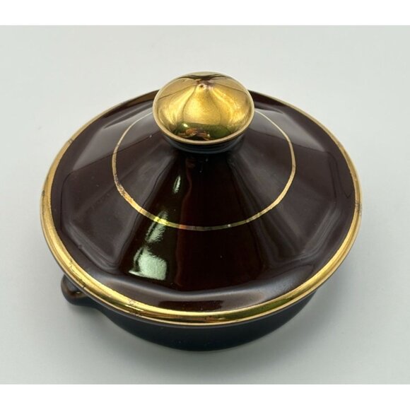 Vintage Art Deco Teapot Fraunfelter Brown with Gold Trim Ornate Design - Picture 7 of 12